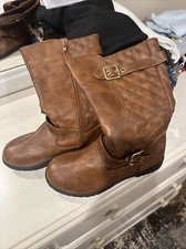 Blue Suede Shoes - High Boots, Size 2, Brown, Side Zip