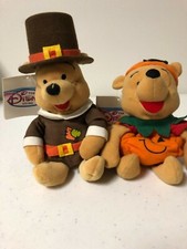 NWT Disney Winnie the Pooh 8" Mini Bean Bag Plush Lot/ 2- Pumpkin  Pilgrim Pooh