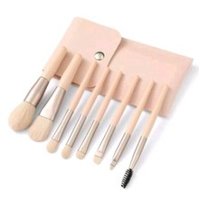 Mini Make Up Brush Set with Bag Shade Apricot Travel Set 8 pieces