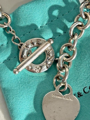 Tiffany 925 ネックレス TIFFANY .925 VINT. TOGGLE CLASP PENDANT-w-HEART 19.5