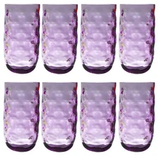 QG Clear Colorful Acrylic Plastic 22 oz Drinking Glass Tumbler Set of 8 Purple