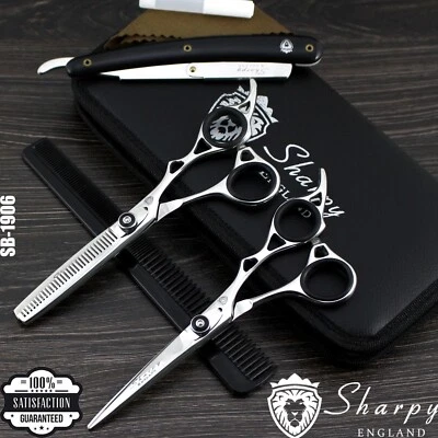 SHARPY ENGLAND Professional Hairdressing Scissors Barber Salon Shears SET 6.5" With Free Comb