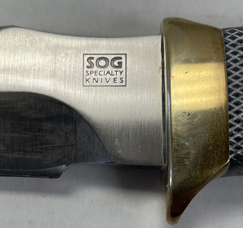 Sog Tech 1 Seki Japan Fixed Blade Knife with Brass Guard Sog Tech 1 Seki Japan Fixed Blade Knife with Brass Guard