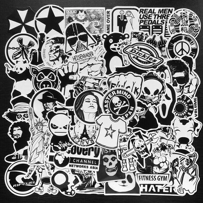 Black white Graffiti Sticker Anime PVC Sticker Toy Skateboard