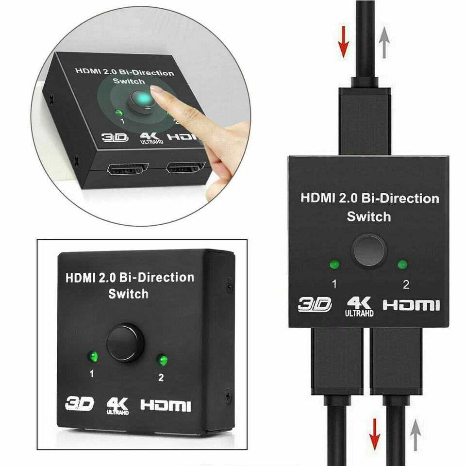 HDMI 2.0 HDTV Switch Switcher Splitter Bi-Direction Hub HDCP 2x1 1x2 In Out 4K - Image 4 of 4