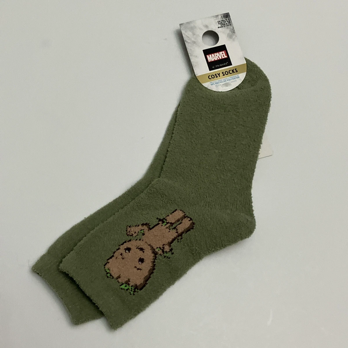 Calcetines Primark Baby Groot Acogedores EE. UU. 6-10 Marvel Guardianes Galaxia Disney Verde Nuevos