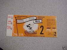 1971 ORIOLES ALCS game 2 BASEBALL PLAYOFF TICKET STUB