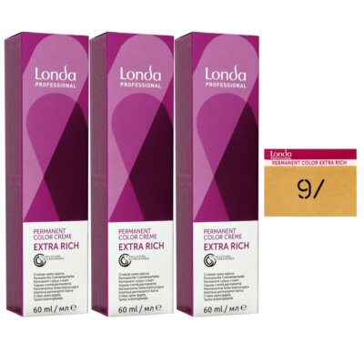 Londa Professional permanente Cremehaarfarbe Extra Rich 3 x 60 ml 9/ lichtblond 
