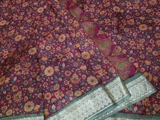 Vintage Silk Saree, 100 Pure Silk Fabric, 5 Yards Ethnic Indian Printed Sari