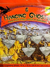 HALLOWEEN HANGING GHOSTS INDOOR OUTDOOR SET OF 6