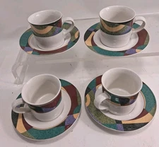 Discontined Y2262 Studio Nova Impulse 4 Coffee/Tea 4oz  Cups & Saucers Read Look