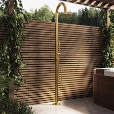 Brushed Brass Outdoor Shower with Pencil Hand Shower 2 Outlets - Fiji FIJIBB