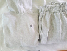 Calvin Klein Women  s Gray 2pc Fleece Sweatsuit Set Hoodie  Pants Size S