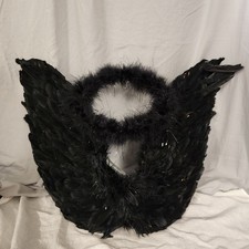 Angel Feather Black Wings  Halo Medium Sz