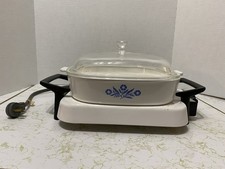 Corning Ware Electromatic Skillet Warmer Hot Plate With Orig Dish + Lid