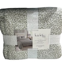 Nicole Miller Taupe and White King Reversible Quilt Set 106 x92