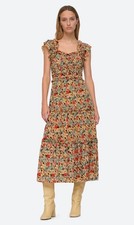Sea NY Ensley Floral Midi Dress Silk Cotton Ruffle Tiered XS