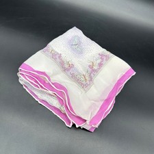 Vintage Sheer Butterfly Scarf 1970s Purple White Wrap Rolled Edge Hair Cover