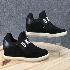 DKNY Shoes Womens 8 Black Sneaker Slip-On Wedge Platform Rubber Casual Comfort
