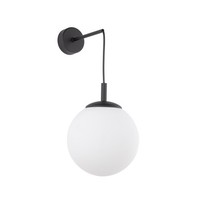 Wandlampe Wandleuchte Glas Metall H: 45 Cm B: 18 Cm Schwarz Weiß E27 Kugelschirm