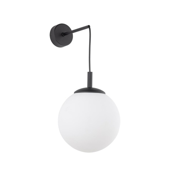 Wandlampe Wandleuchte Glas Metall H: 45 Cm B: 18 Cm Schwarz Weiß E27 Kugelschirm-image