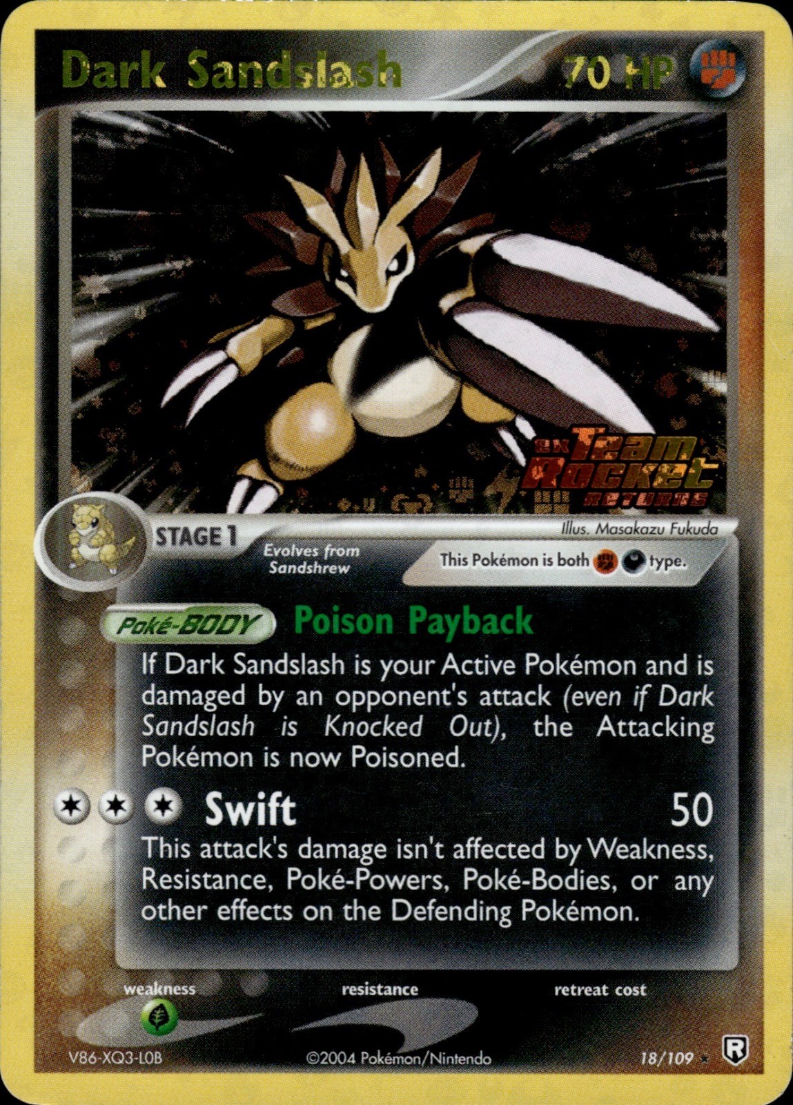 Dark Sandslash 18/109 Rare Team Rocket Returns Pokemon Reverse Holo LP
