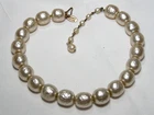 ...Vintage MIRIAM HASKELL...Gold Tone, Faux Pearl Choker Necklace...