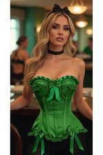 Top Drawer Green Satin Steel Boned Burlesque Corset
