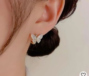 Authentic 14k Gold Plated Butterfly Earrings with Cubic Zirconia