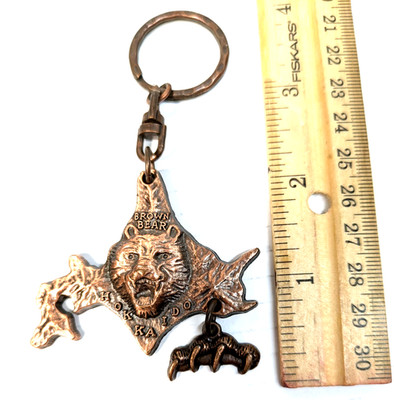 Hokkaido Japan Souvenir Keychain Brown Bear Metal Vintage | eBay