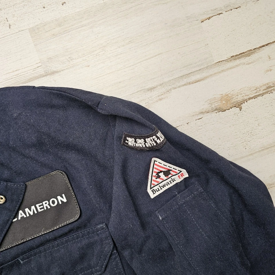 Bulwark FR Coveralls Lightweight 48-LN Arc Rating 10.1 ATPV Navy Blue Used Work - Image 4 of 4