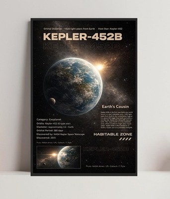Kepler-452B Earth's Cousin Exoplanet NASA Space Discovered 2015 Art Poster