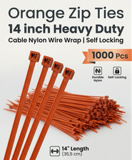 Orange Zip Ties 14 inch Heavy Duty Cable Nylon Wire Wrap Self Locking 1000 Pcs