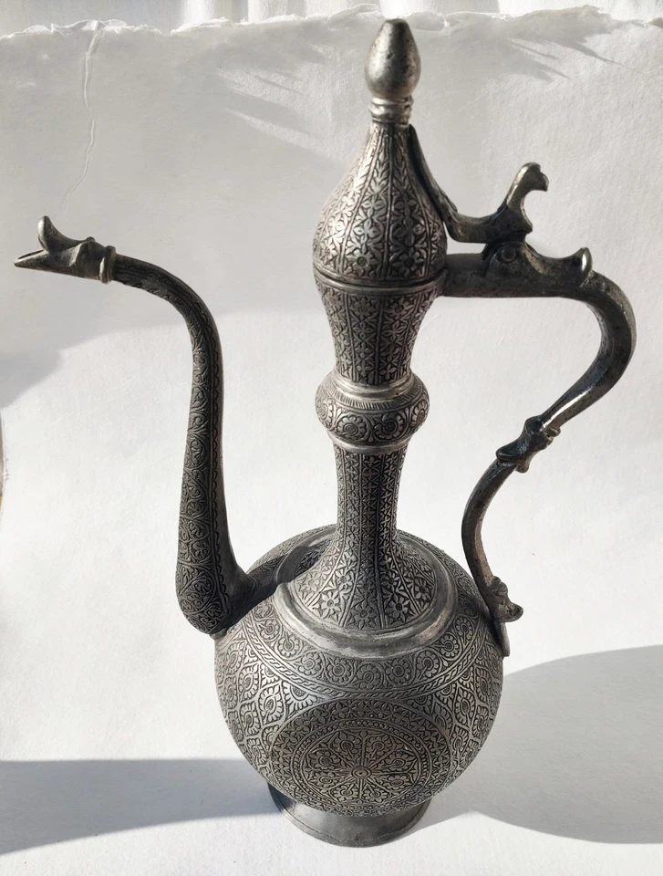 Large 18th/19th C. Afghan AFTABA Ewer from HERAT - Indo-Persian Metalwork - Image 3 of 4