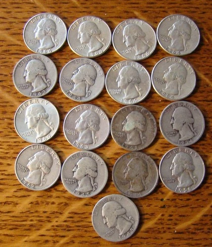 Lot of 17 - Silver Washington Quarters From A Local Estate