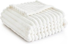Bedsure GentleSoft White Throw Blanket for Couch - Cozy Blanket for Women, Cute