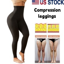 Anti Cellulite Compression Leggings Leg Shaper High Waist Black Pants Shapewear
