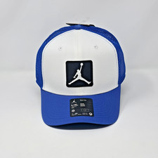 Jordan Nike Rise Structured Snapback Trucker Hat Cap Large/XL Bright Blue White