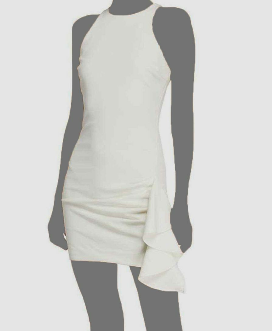 $395 Cinq A Sept Women's White Sleeveless Makayla Ruffle Mini Dress Size 4 $395 Cinq A Sept Women's White Sleeveless Makayla Ruffle Mini Dress Size 4