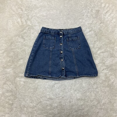 BDG Urban Outfitters Juniors Size XS Denim Jean Mini Skirt Front Button Snap Up 