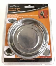 4.25" Stainless Steel Round Magnetic Parts Holder Tray Organizer Home Auto Tool 