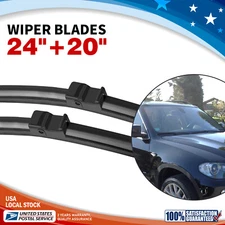 24"20"Solf rubber Bracketless Windshield Wiper Blade NEW Pair All Season