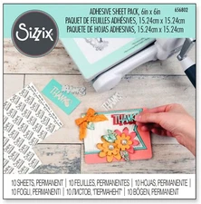 Sizzix Permanent Adhesive Sheets 10pk #656802 Retail $9.99 6" x 6" MUST HAVE!!