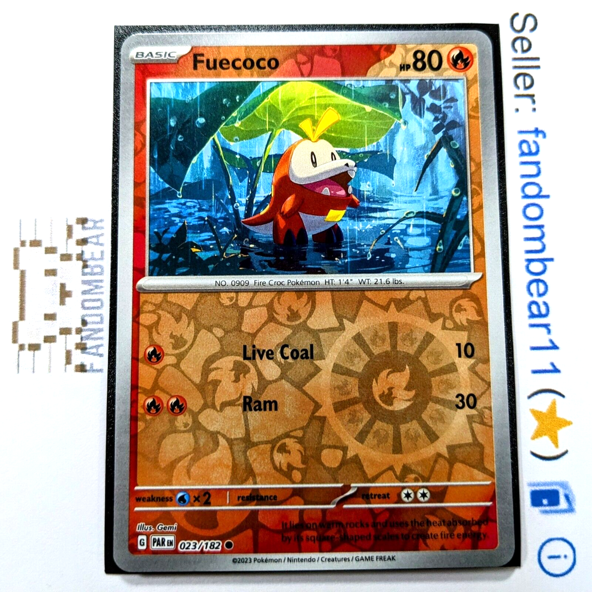 2023 (LP) Fuecoco REVERSE HOLO 023/182 SV Paradox Rift Pokemon