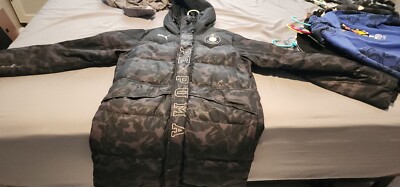 BAPE × PUMA Long Hoodie Down Jacket Black Camo A Bathing Ape Size Medium