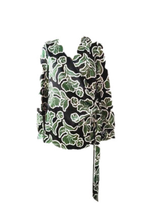 V By Very Tie Side Longline Satin Blouse Size 14 Green floral Print BNWT (ref23)