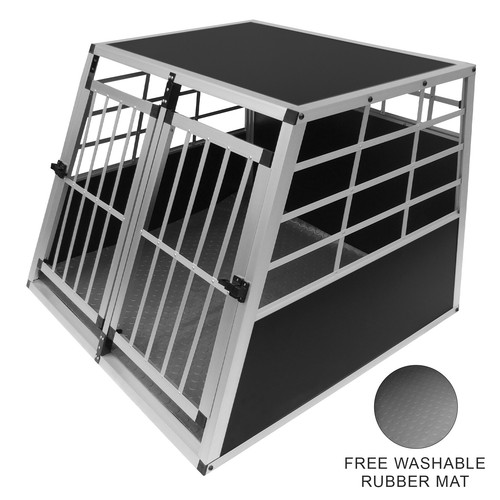 Pet Transport Cage Car Crate Aluminium Travel Box Dog Puppy Carrier 2 Door Large eBay