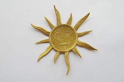 #2247 4'' Red,Gold,Silver Sun Embroidery Iron On Applique Patch