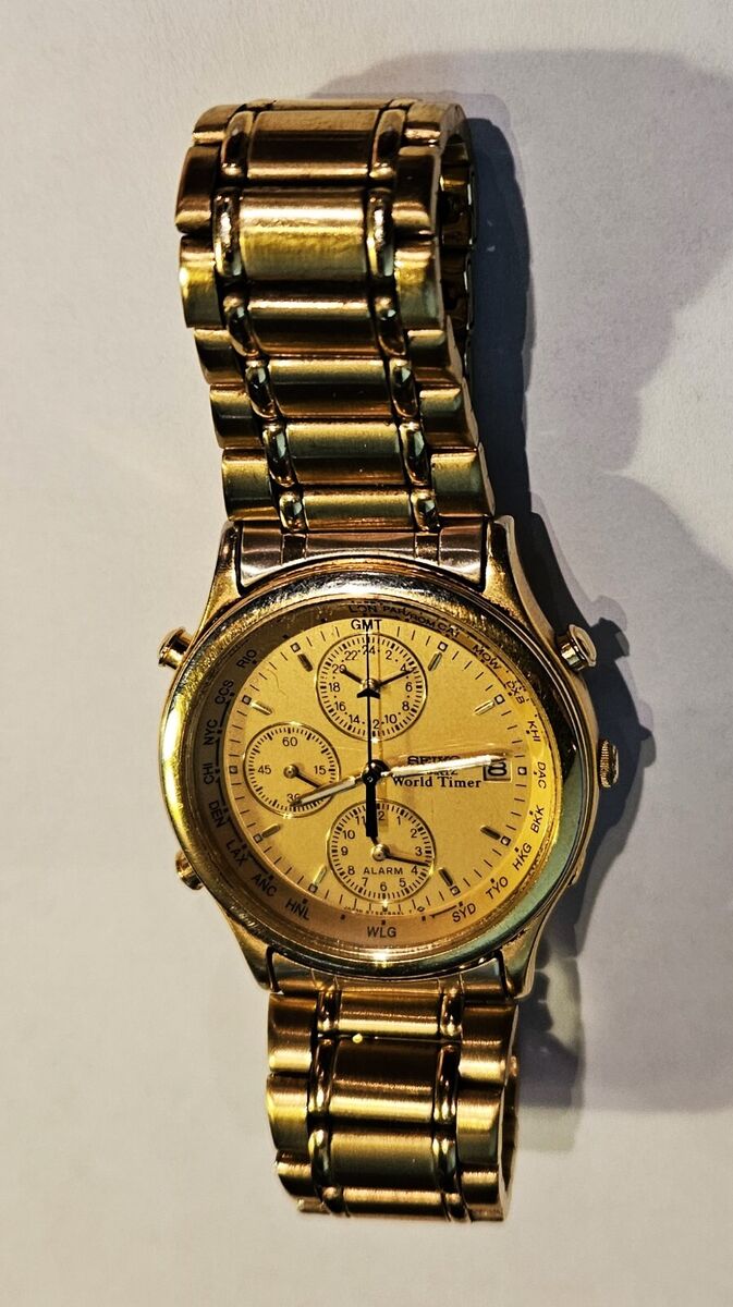 Seiko Quartz World Timer 5T52-6A29 Chronograph Alarm Men's Seiko Quartz World Timer 5T52-6A29 Chronograph Alarm Men's