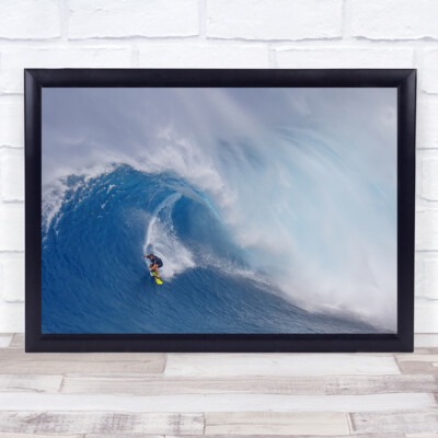 Surfing Jaws Action Surf Surfer Wave Spray Water Board Wet Wall Art Print